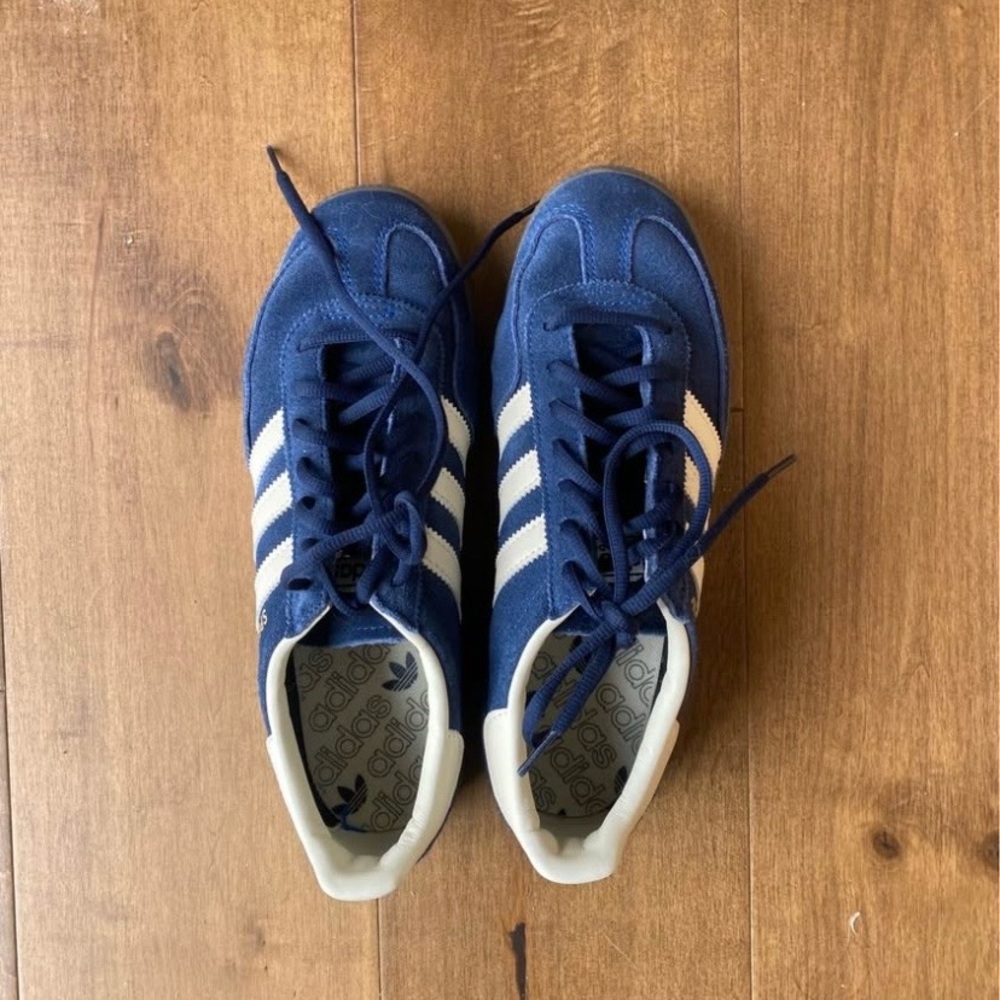 Navy and white addidas handball spezials